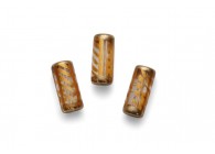Handpainted glasbeads tube18x8mm transp+gold