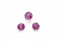 Handpainted glasbeads round/facet 10mm transp+ pink