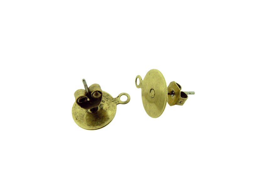 Ear stud with ring 10mm antique gold