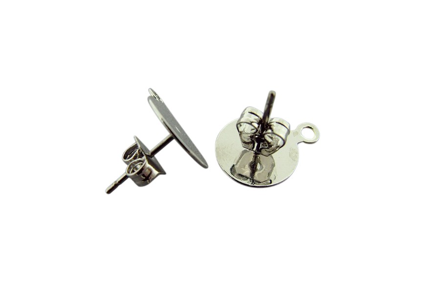 Ear stud with ring 10mm rhodium