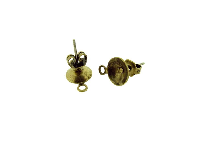 Ear stud with ring 8mm antique gold