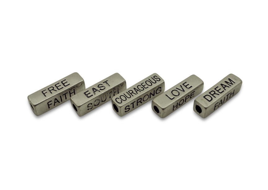 spacer text mix 20x6/3mm antique silver