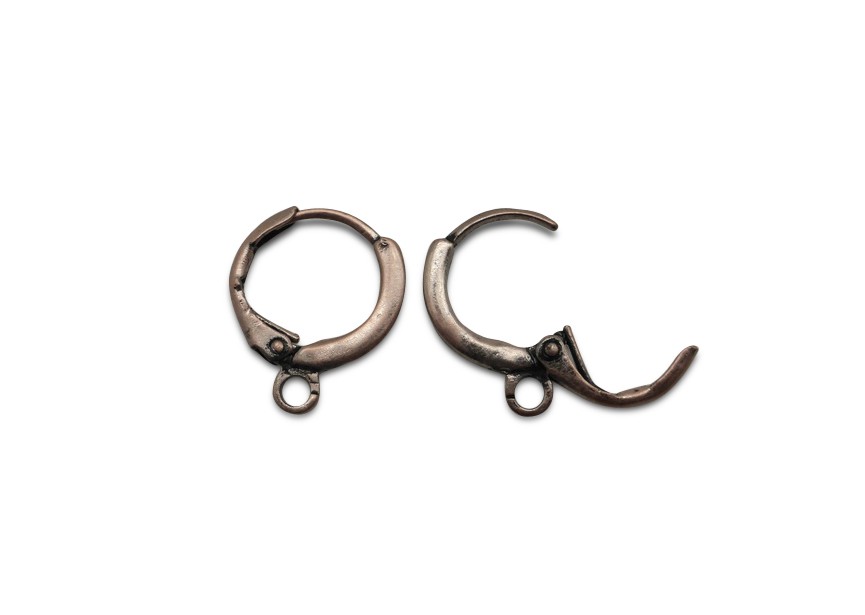 Hoop earring hinge 1 ring 12mm antique copper