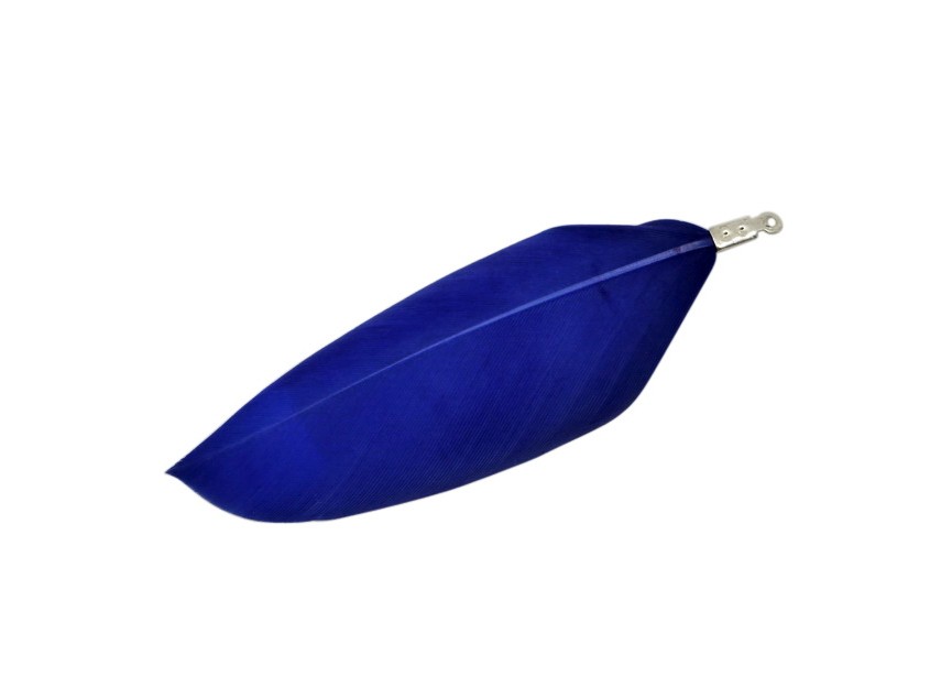 Feather 60x30mm  bright blue/antique silver