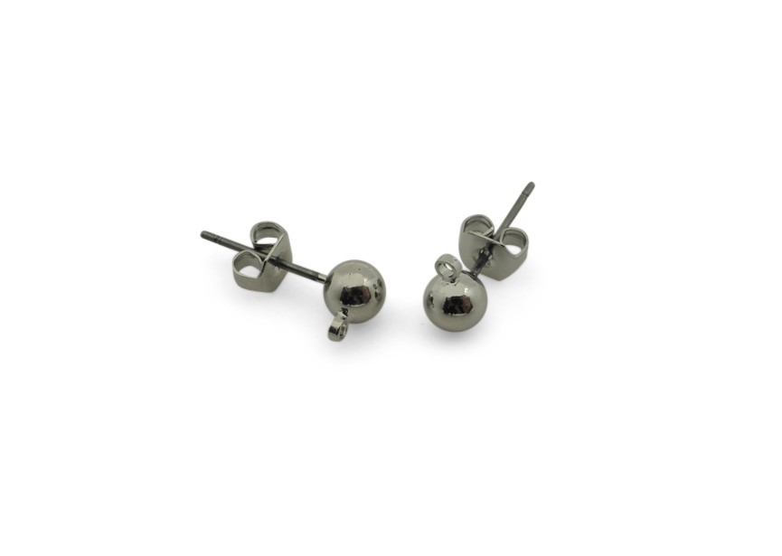 earring pin 5mm rhodium