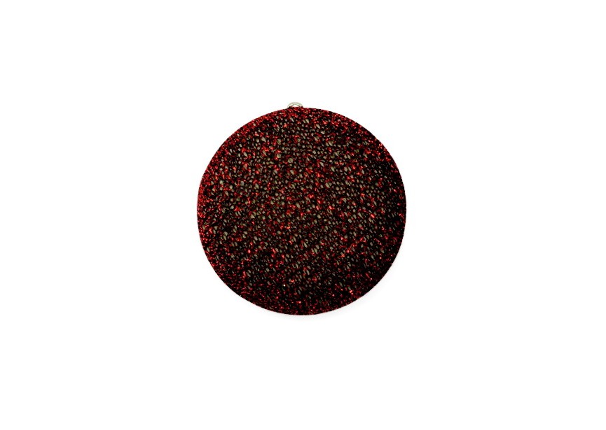 Cabochon textile shiny 32mm red black 6pcs