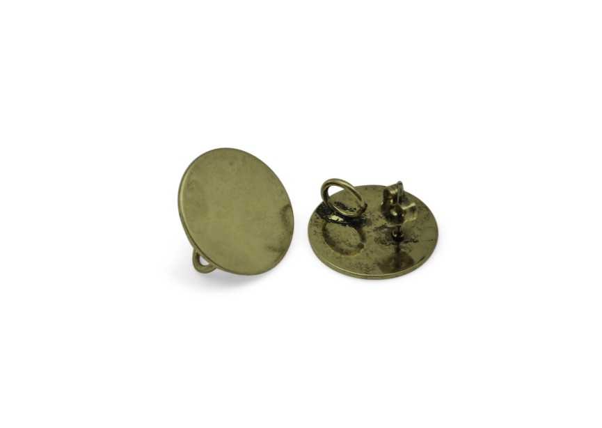 Ear stud with ring 18mm antique gold