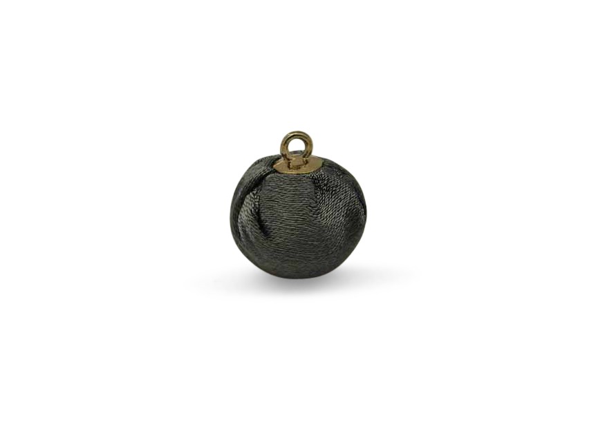 Pendentif boule satin 15mm gris f. / or