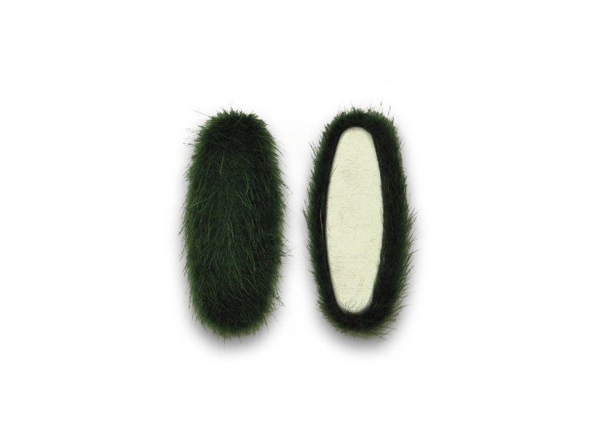 Cabochon synthetic fur 36x16mm dk green