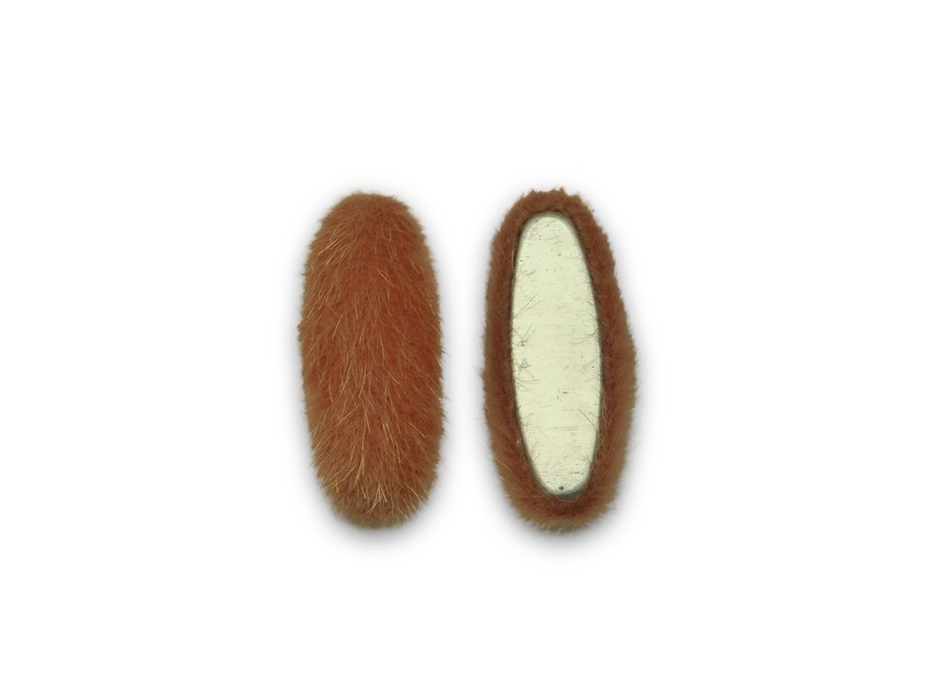 Cabochon synthetic fur 36x16mm orange