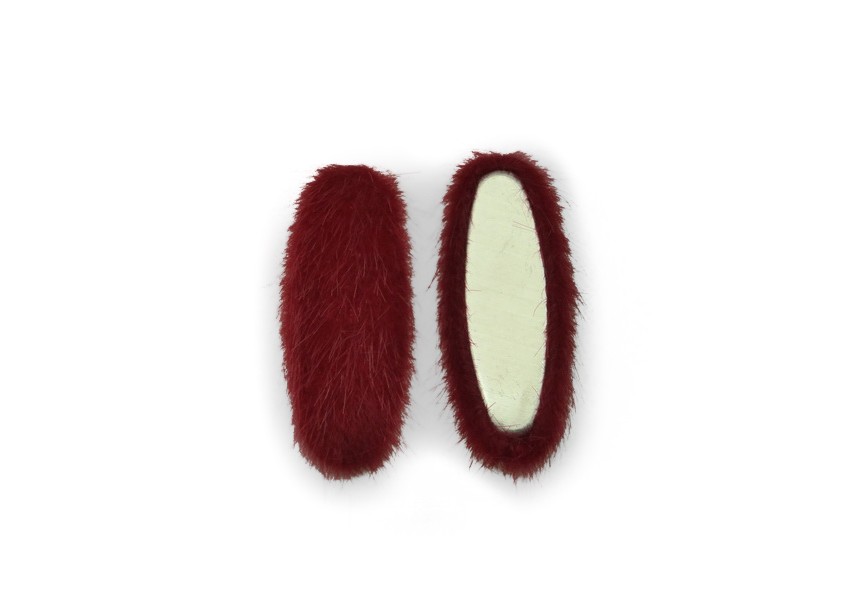 Cabochon synthetic fur 36x16mm red