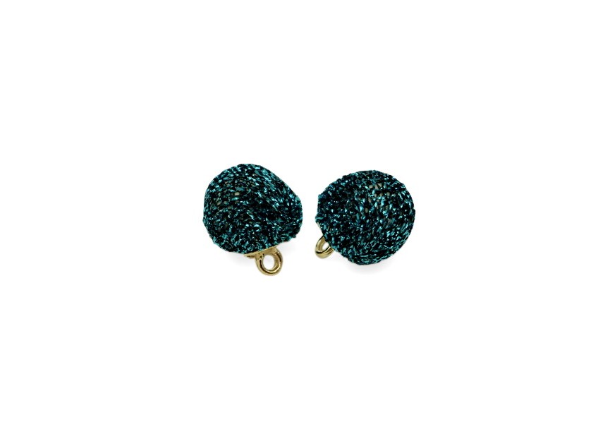 Pendant ball textile shiny 10mm turquoise black