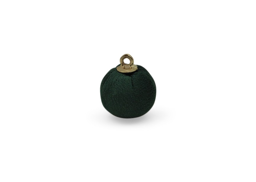 Pendentif boule satin 15mm vert f. / or