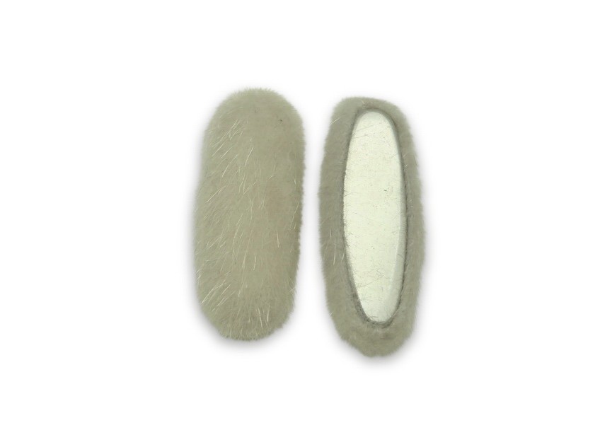 Cabochon synthetic fur 36x16mm off white