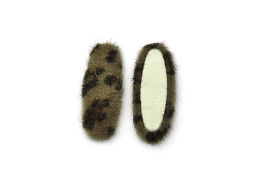 Cabochon synthetic fur 36x16mm tiger brown