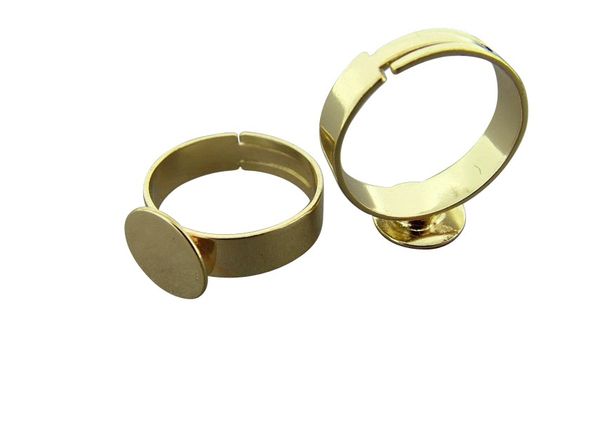 Ring with flat base for gluing / gold