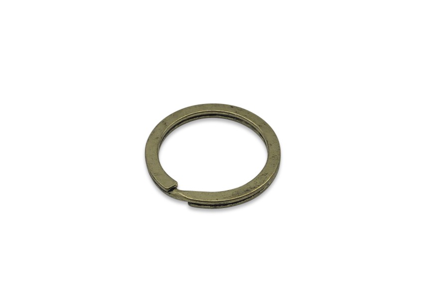 Double ring flat 28 mm antique gold