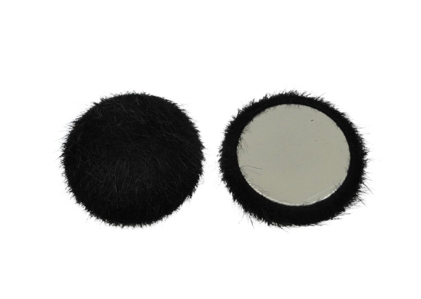 Cabochon synthetic fur 25mm black