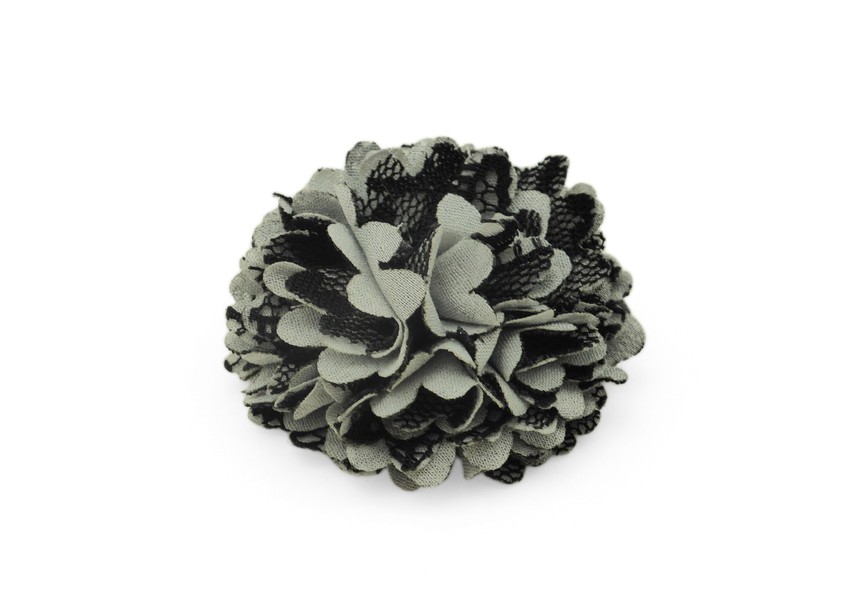 Dahlia textile fleur à coller 50x30mm gris