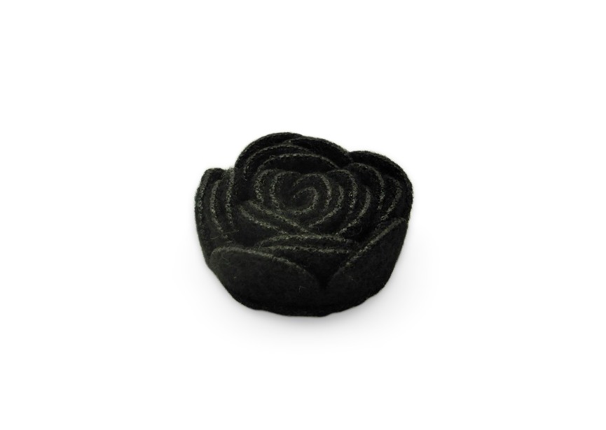 Rose textile gluing flower 27x11mm black