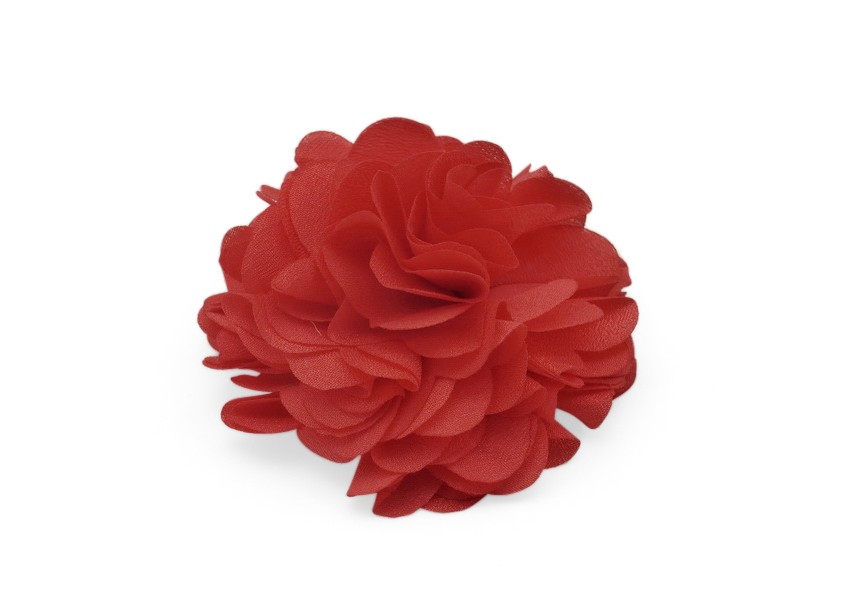 Carnation textile gluing flower 67x35mm lt.red