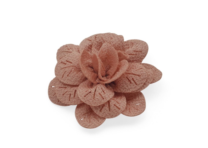 Camélia textile fleur à coller 55x22mm saumon rose clair