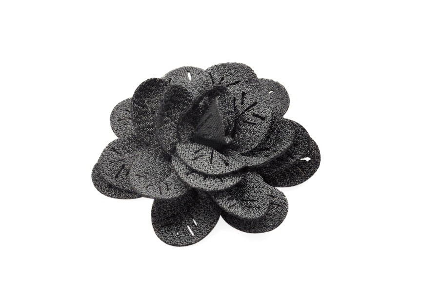 Camélia textile fleur à coller 55x22mm gris