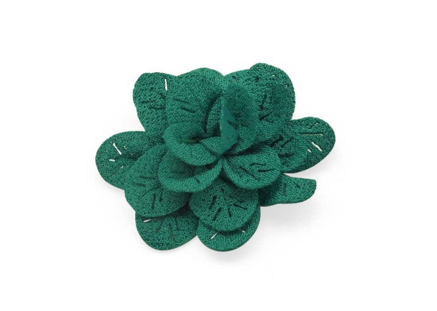 Camélia textile fleur à coller 55x22mm turquoise