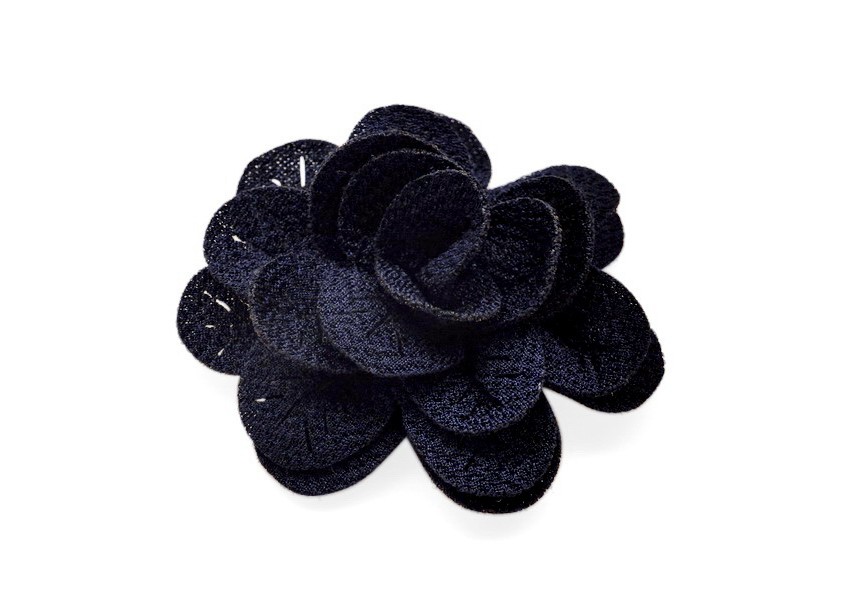 Camélia textile fleur à coller 55x22mm bleu f.