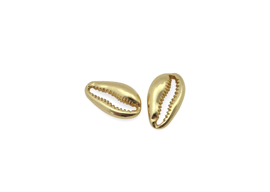 Spacer cowrie shell 18x10x4.5mm gold