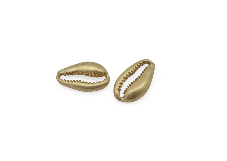 Spacer cowrie shell 18x10x4.5mm vintage gold