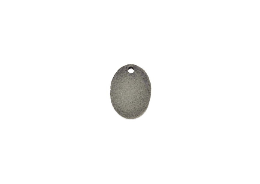 Pendentif ovale en velours 21x16x2mm gris cl.