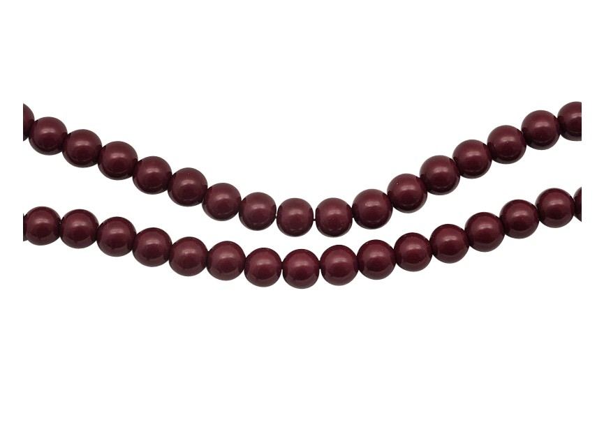 Perles nacrée de verre 10mm / 80cm bordeaux