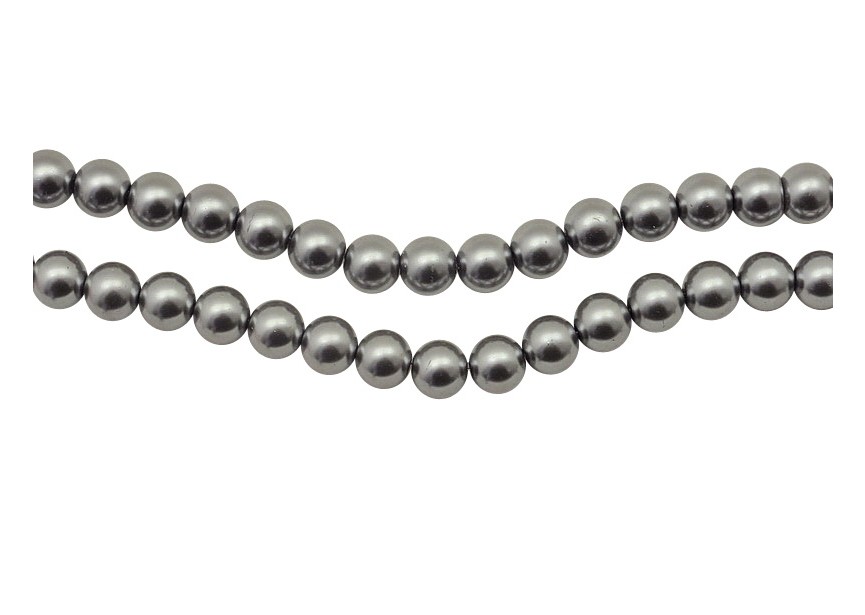 Glass pearls 10mm / 80cm light grey