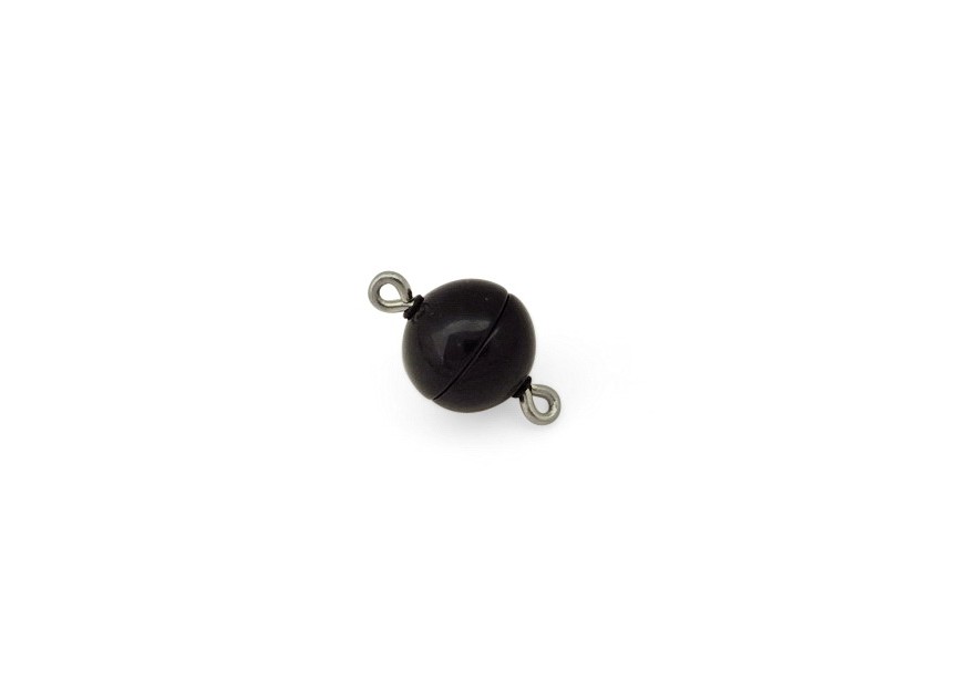 Magnetic clasp round 2 rings 10mm jet black