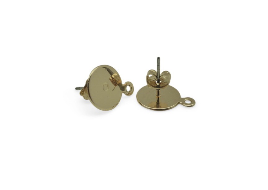 Ear stud with ring 10mm gold