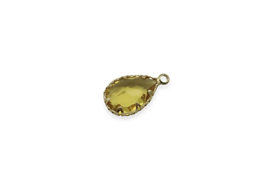 Pendant faceted glass 18.5x10.8mm yellow