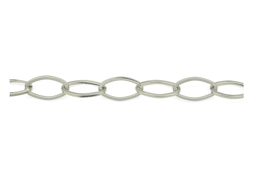 Chain oval 18x11x2mm rhodium