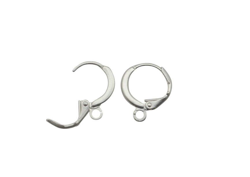 Hoop earring hinge 1 ring 12mm matt silver