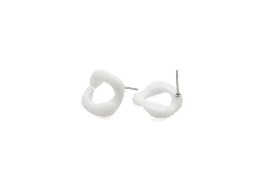 Ear stud acrylic chain link 15mm white