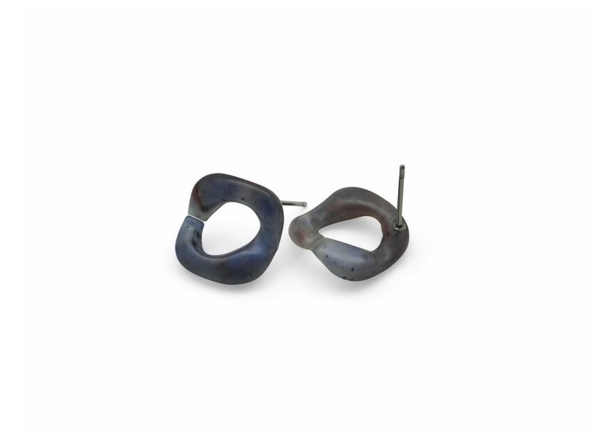 Ear stud acrylic chain link 15mm mix blue