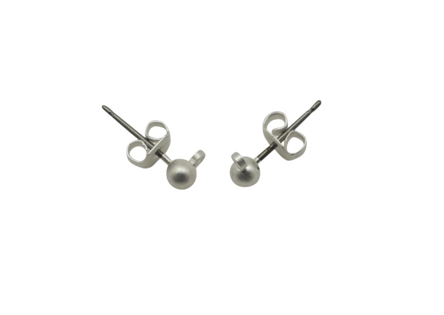 earring pin matt silver