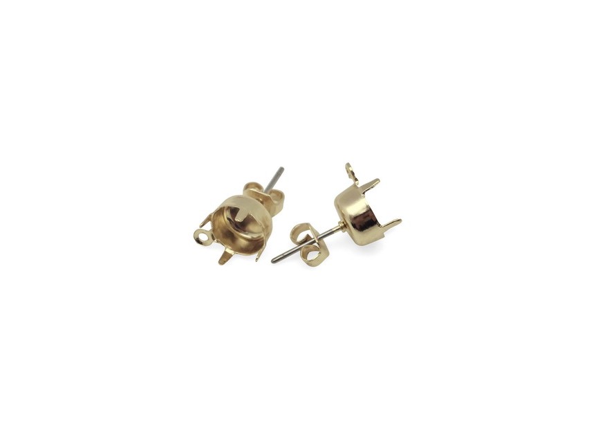 Ear stud claw setting 8mm with ring gold
