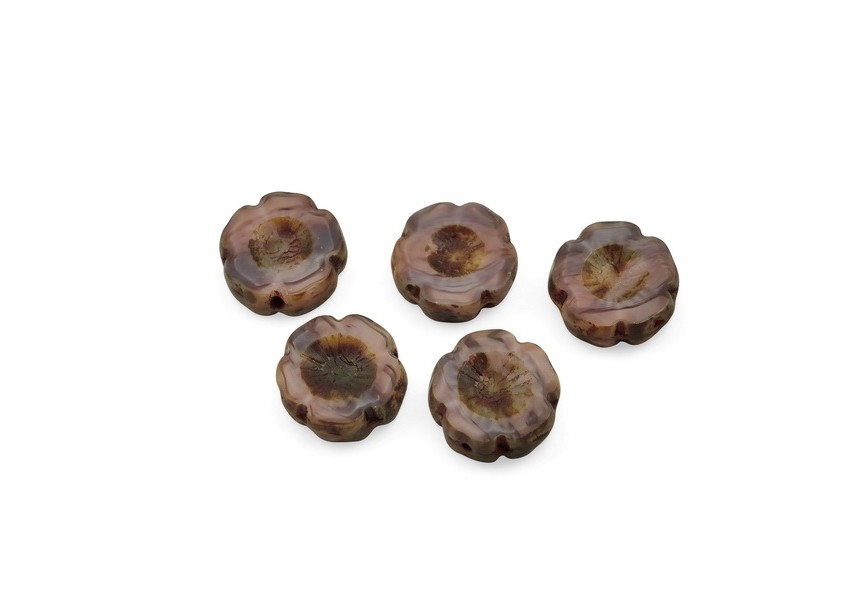 Perles de verre Tchèque fleur 14x4.7mm 20pc rose lilas
