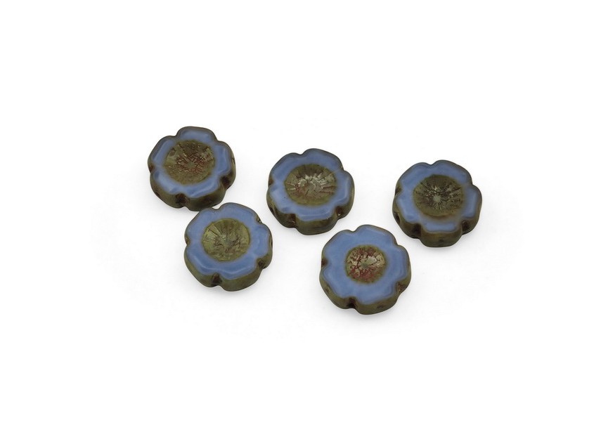 Glass beads Czech flower 14x4.7mm 20pcs sky blue