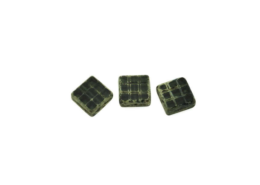 Glass beads Czech square 13x6mm 20pcs leaf green