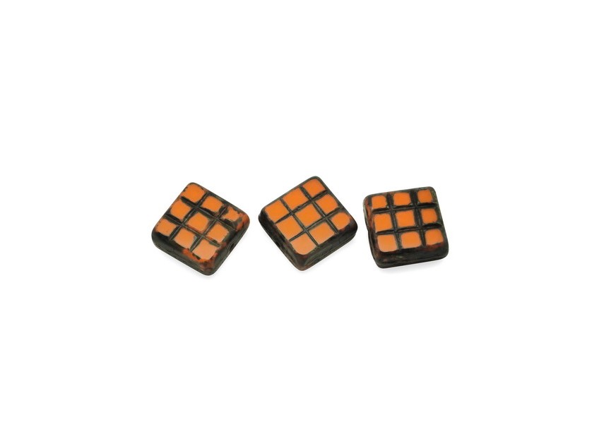 Glass beads Czech square 13x6mm 20pcs orange