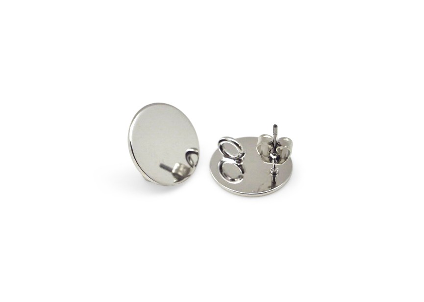 Ear stud with ring 14mm rhodium