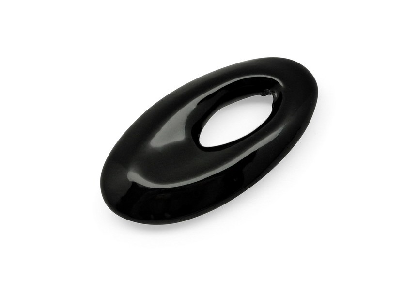 Keramiek ovale hanger 66x34mm zwart