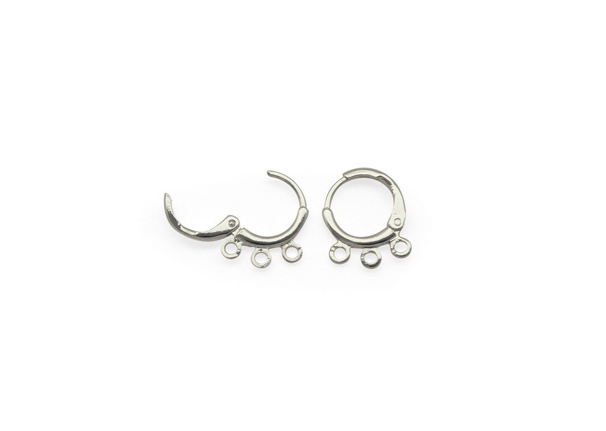 Hoop earring hinge 3 rings 12mm silver